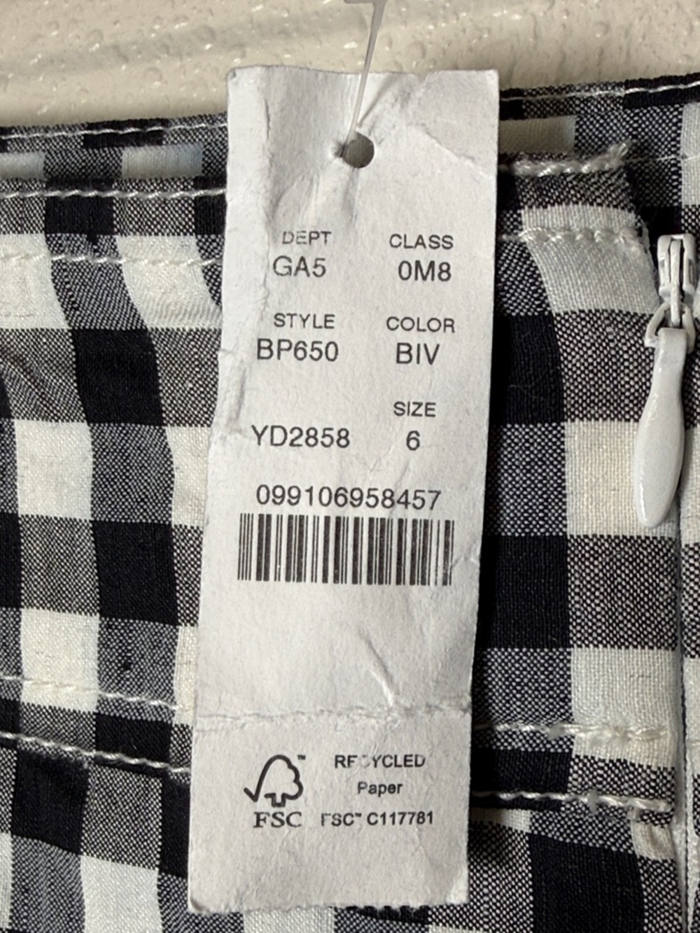 J Crew No 2 Linen Stretch Gingham Check Pencil Skirt 6 Black White Classic NEW - Picture 7 of 17